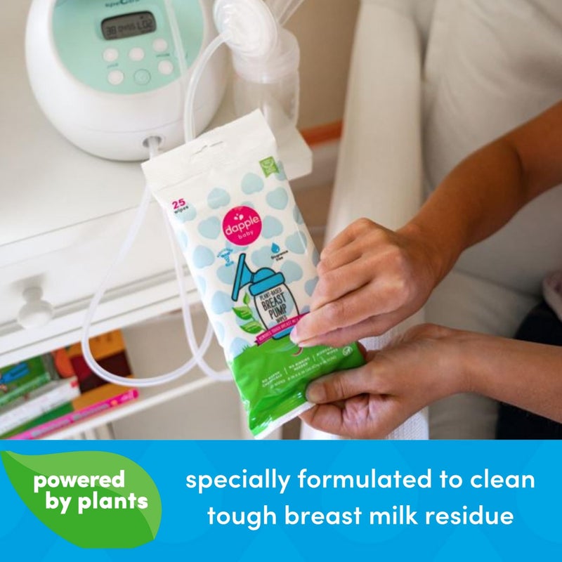 dapple Breast Pump Wipes by Dapple Baby, Hypoallergenic & Powered by Plants, Removes Milk Residue, Leaves No Taste, Convenient Wipes Pouch, Fragrance Free, 25 Count (Pack of 1) - Image 2