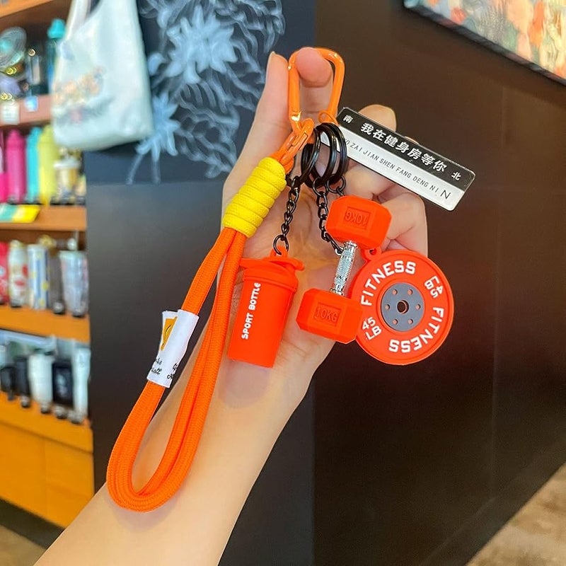 Bandfol Fitness Keychain Silicone Barbell Key Chain with Rope Handle for Gym Lover - Image 3