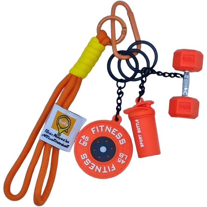 Bandfol Fitness Keychain Silicone Barbell Key Chain with Rope Handle for Gym Lover - Image 1
