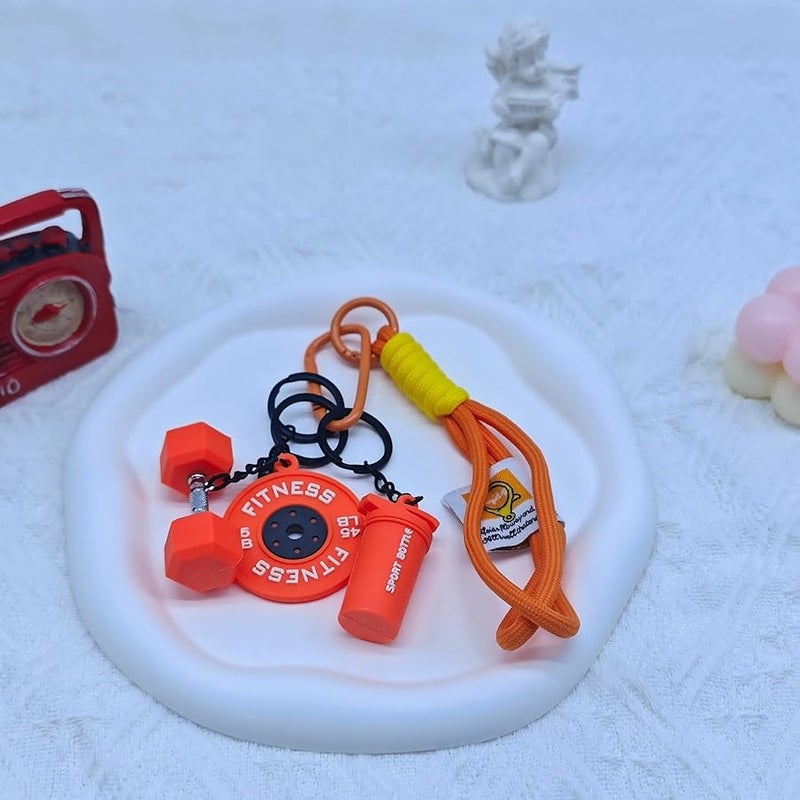 Bandfol Fitness Keychain Silicone Barbell Key Chain with Rope Handle for Gym Lover - Image 2