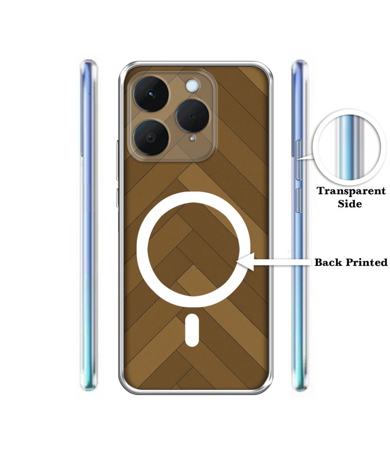 Casotec كاسوتيك كيس كوفر لهاتف ريلمي 15T 5G بتصميم حلزوني خشبي مع حلقة ماج سيف (غير متوافق مع ماج سيف) - Image 2