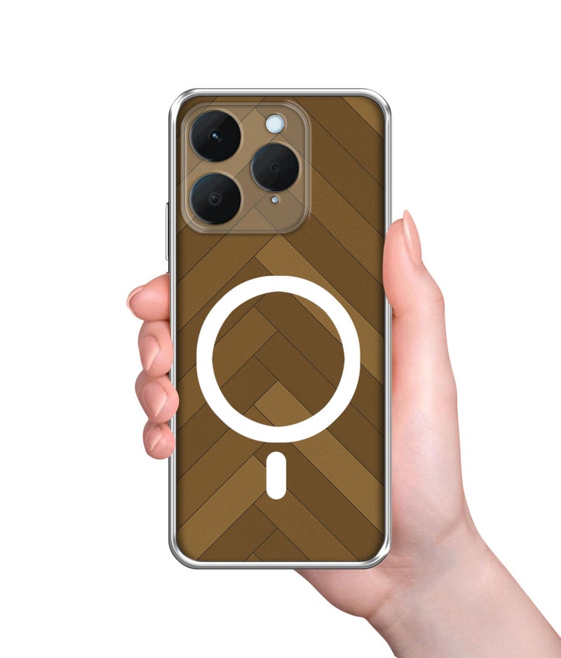 Casotec كاسوتيك كيس كوفر لهاتف ريلمي 15T 5G بتصميم حلزوني خشبي مع حلقة ماج سيف (غير متوافق مع ماج سيف) - Image 3