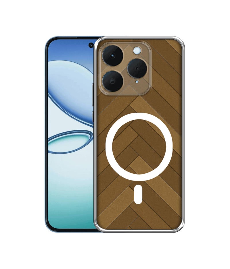 Casotec كاسوتيك كيس كوفر لهاتف ريلمي 15T 5G بتصميم حلزوني خشبي مع حلقة ماج سيف (غير متوافق مع ماج سيف) - Image 1