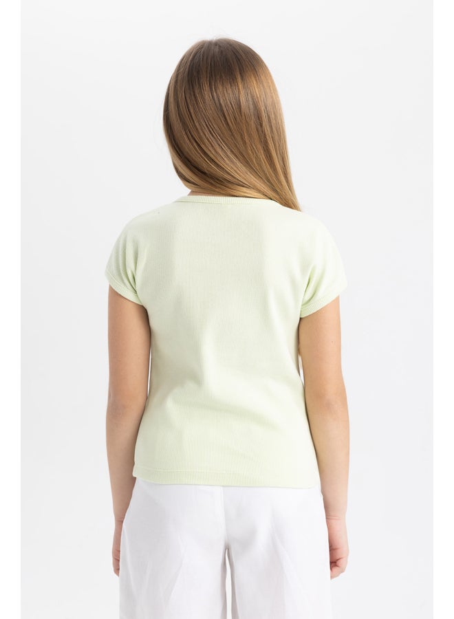 DeFacto Girl Slim Fit Crew Neck Knitted Short Sleeve Body - Image 5