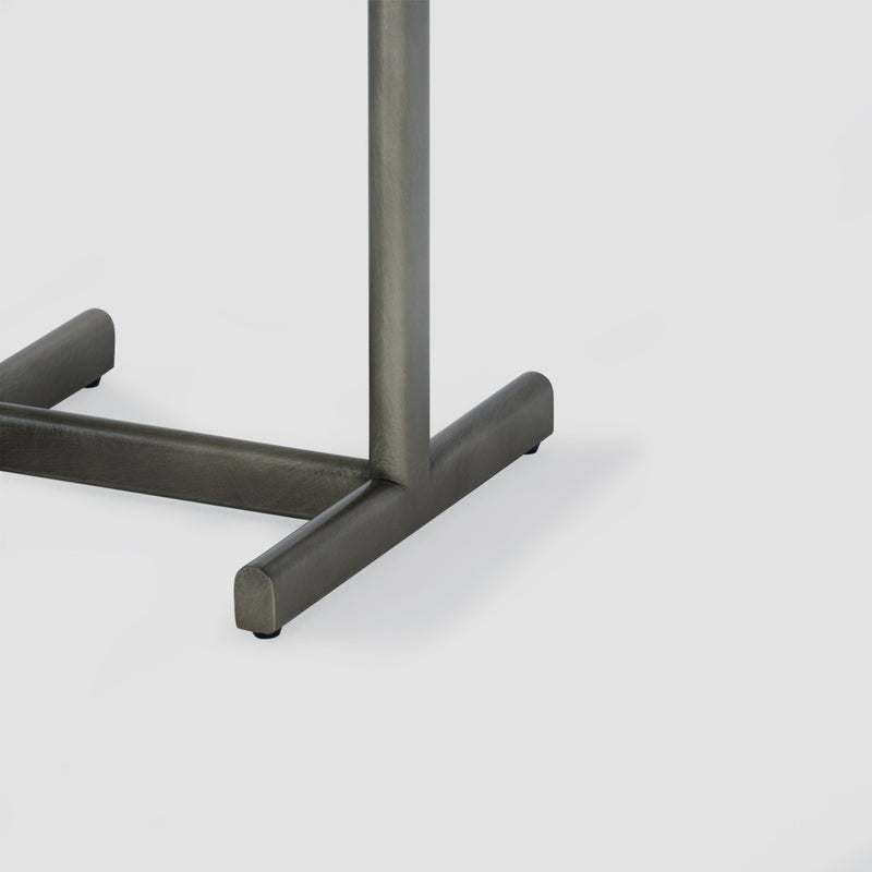 AL HUZAIFA FURNITURE Tierra Side Table In Grey Travertine Top, Antique Brass Legs - Image 4