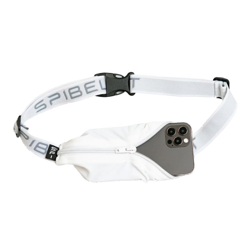 SPIbelt Running Belt for Women Men, Phone Holder for Running, Running Fanny Pack, Holder for Phone, Running Waist Pack, Adjustable Waist, [Fits All Phones]. White with White Zipper - Image 1