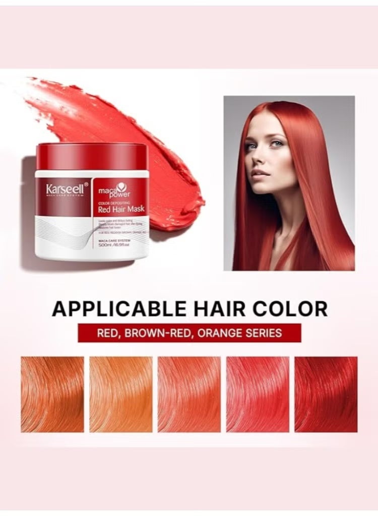 KARSEELL COLOR DEPOSITING RED HAIR MASK 500ML - Image 4
