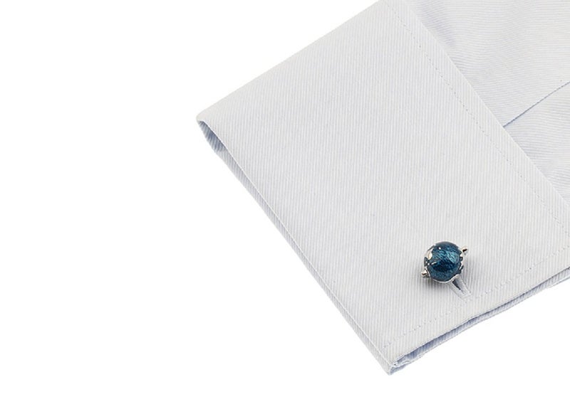 MRCUFF Globe Map Earth Really Spins Pair Cufflinks in a Presentation Gift Box & Polishing Cloth - Image 3