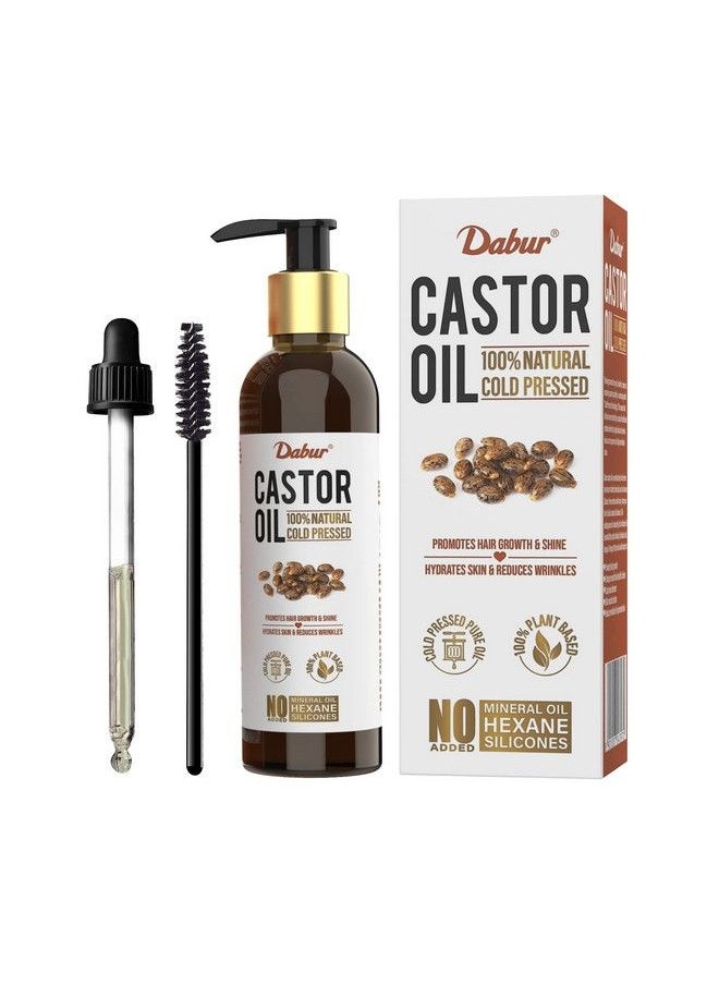 Dabur - Castor Oil ; 100% Natural Cold Pressed Oil ; Promotes Hair Growth Hydrates Skin & Reduces Wrinkles ; No Mineral Oil & Silicones 200Ml - Image 1