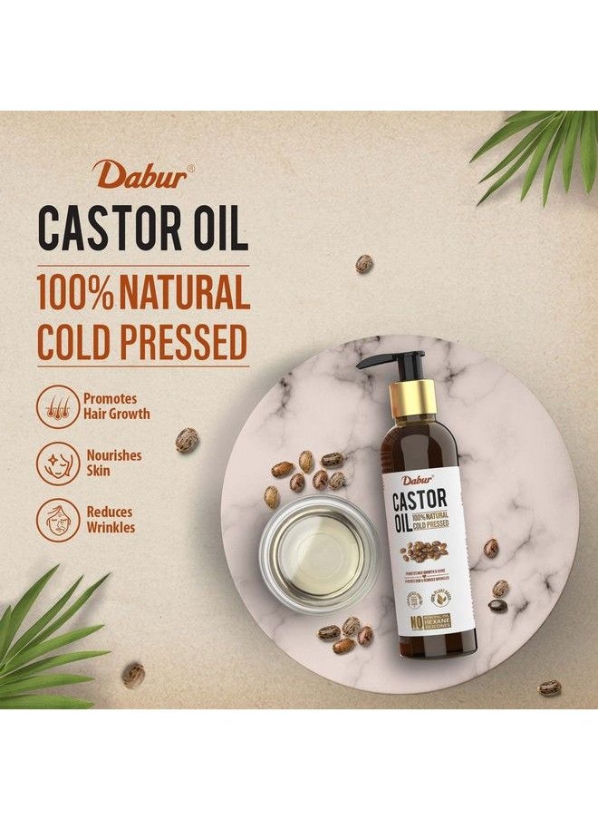 Dabur - Castor Oil ; 100% Natural Cold Pressed Oil ; Promotes Hair Growth Hydrates Skin & Reduces Wrinkles ; No Mineral Oil & Silicones 200Ml - Image 1
