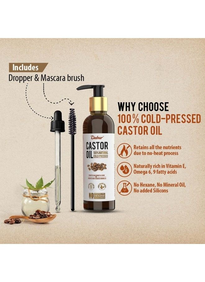 Dabur - Castor Oil ; 100% Natural Cold Pressed Oil ; Promotes Hair Growth Hydrates Skin & Reduces Wrinkles ; No Mineral Oil & Silicones 200Ml - Image 1
