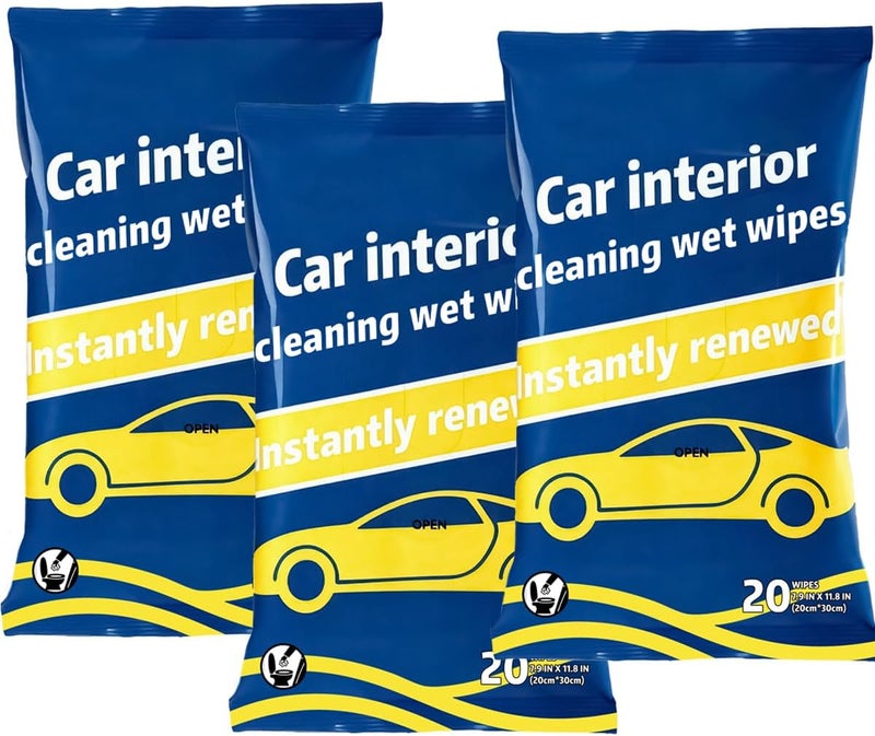 Coldcool Plant-Based Car Interior Cleaning Wipes - 60 (17.8” x 7.8”) Large Multi-Surface Cleaning Cloths, Super Absorbent & Disposable - Gentle on Surfaces & Skin. - Image 1