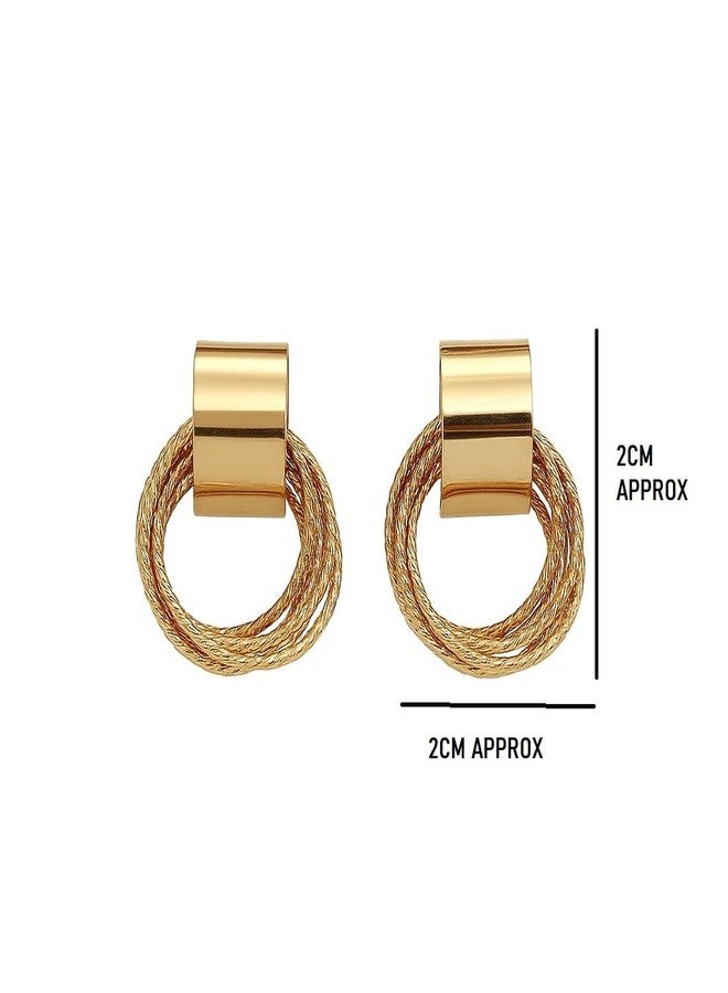 DENICRAAS Elegant Loop Earrings for Women & Girls | Stylish Round Hoop Design with Twisted Wire Detailing | Lightweight Fashion Jewellery (Golden, Pack Of 1) - Image 2