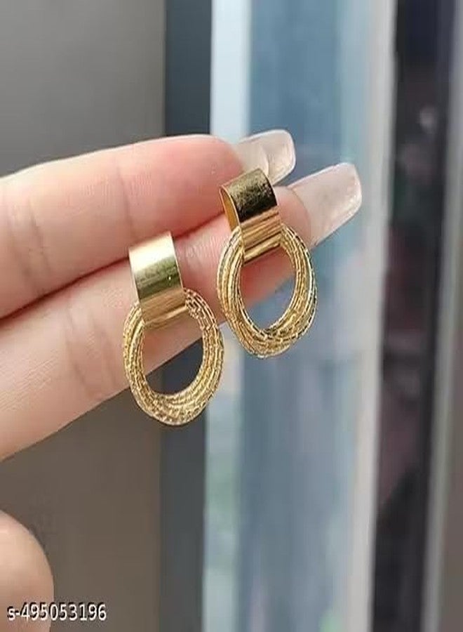 DENICRAAS Elegant Loop Earrings for Women & Girls | Stylish Round Hoop Design with Twisted Wire Detailing | Lightweight Fashion Jewellery (Golden, Pack Of 1) - Image 5