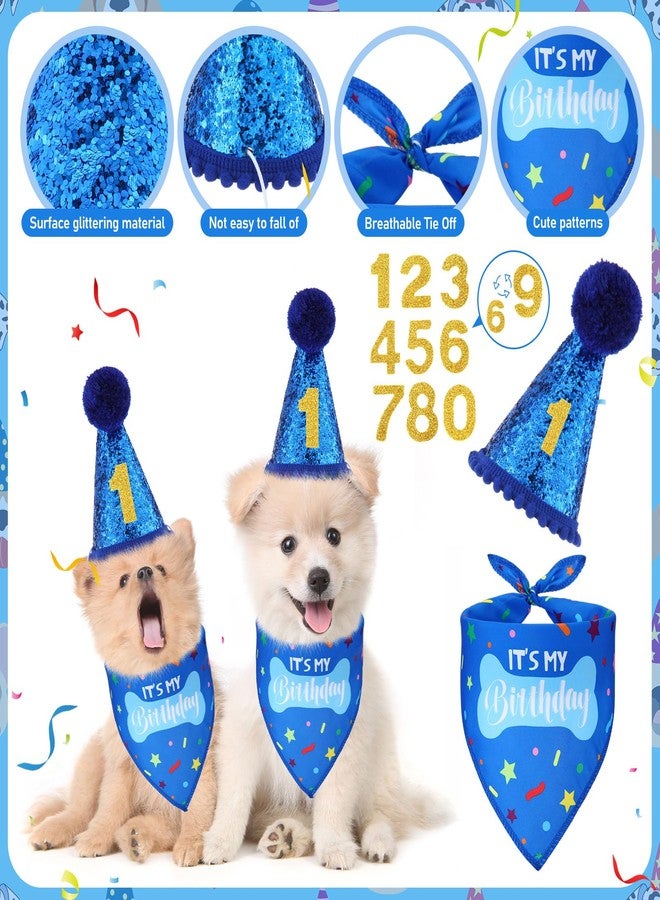 Cutecrop Dog 1st Birthday Gifts Set, Dog Boy Girl Christmas Birthday Decorations, Blue Hat Bandana Squeaky Cake Toy Paw Print Kit for Small, Medium, Large Pets - Image 3