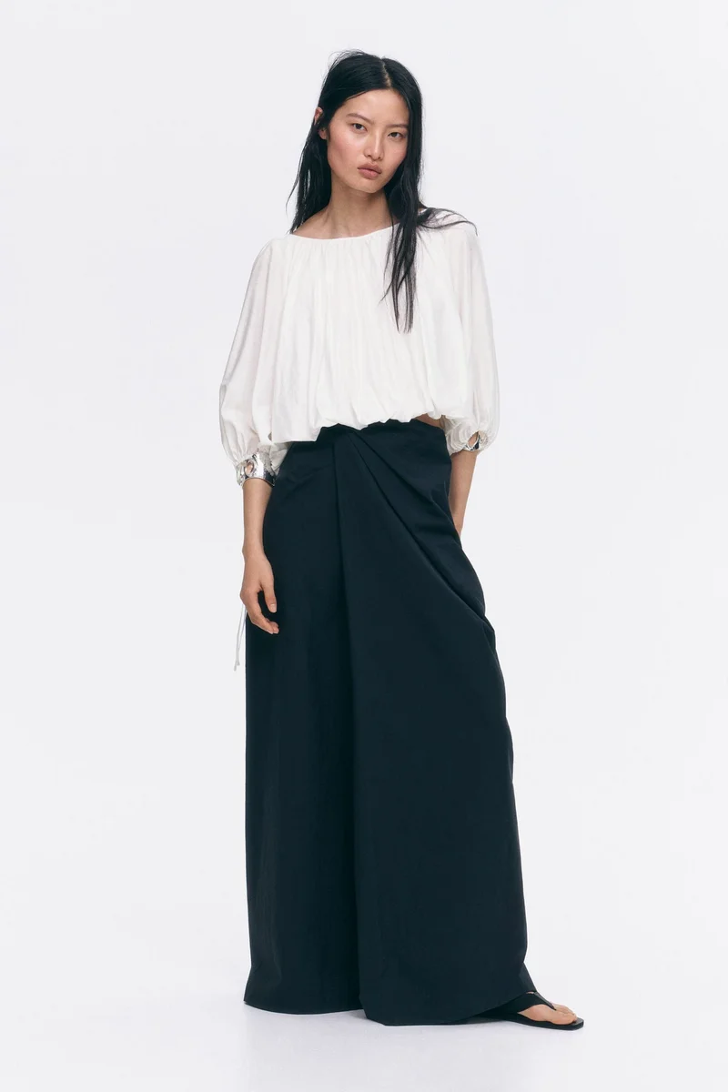 H&M Oversized tie-detail blouse