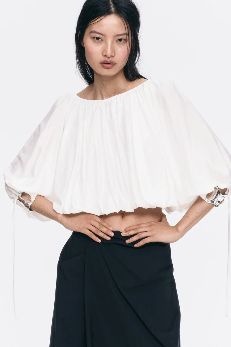 H&M Oversized tie-detail blouse