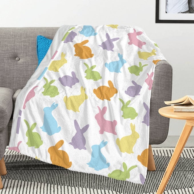 SOFT LUXURY SPRING BLANKET CUTE COLORFUL BUNNY WARM THROW BLANKET FOR COUCHLIGHTWEIGHT PLUSH FUZZY COZY EASTER BLANKET THROWSEASONAL SPRING HOLIDAY BLANKETS FOR COUCH BED LIVING ROOM 80X60