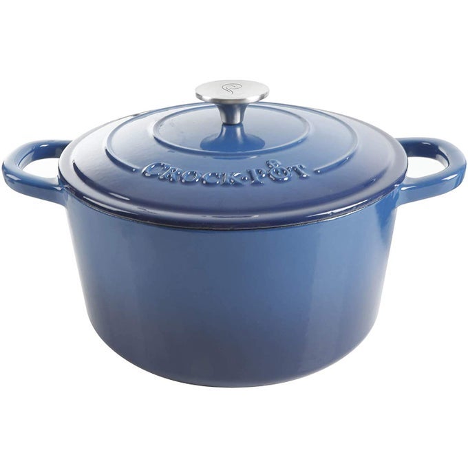 CROCKPOT ARTISAN ROUND ENAMELED CAST IRON DUTCH OVEN 5QUART BLUE
