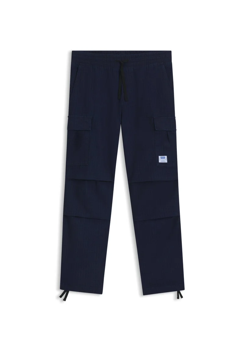 هوجو Relaxed-fit cargo trousers in denim-look ripstop