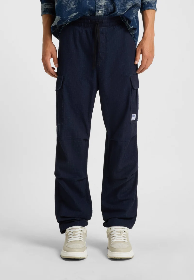 HUGO Relaxed-fit cargo trousers in denim-look ripstop