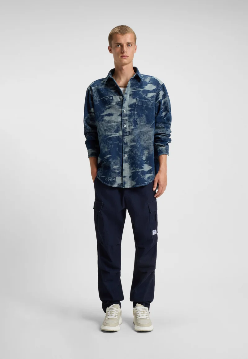 هوجو Relaxed-fit cargo trousers in denim-look ripstop