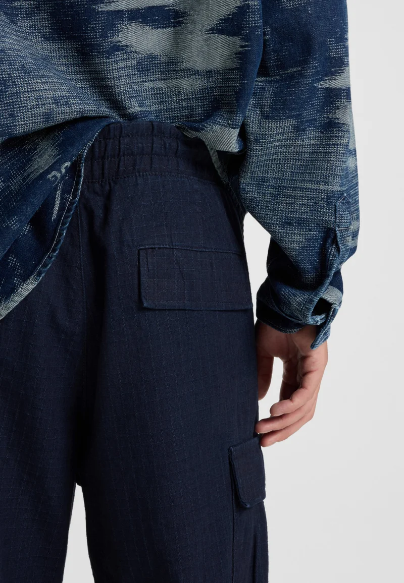 هوجو Relaxed-fit cargo trousers in denim-look ripstop