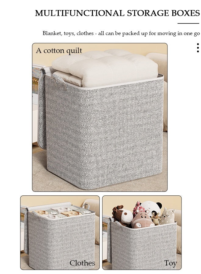 DUNISO 3pcs Large Capacity Storage Box with Zipper Cover and Handle, Dustproof Cube Storage Bins Sturdy Closet Organizer System Storage Bag for Clothing, Quilts, Jeans, Books, Toys, Shelves, Closet, Wardrobe - Image 4