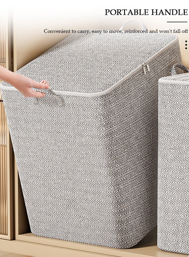 DUNISO 3pcs Large Capacity Storage Box with Zipper Cover and Handle, Dustproof Cube Storage Bins Sturdy Closet Organizer System Storage Bag for Clothing, Quilts, Jeans, Books, Toys, Shelves, Closet, Wardrobe - Image 5