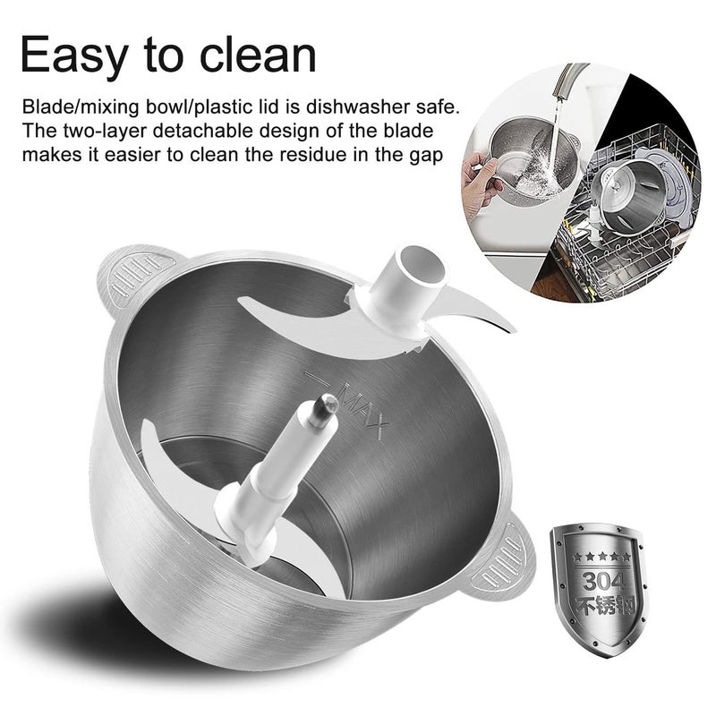 V TRIVYOM Electric Chopper for Kitchen 2 Speed Modes 304 Stainless Steel Blades for Kitchen Food ProcessorVegetable Mixer Grinderfood Processor Slicer Vegetable Food Chopper Meat Slicer Machine - Image 5