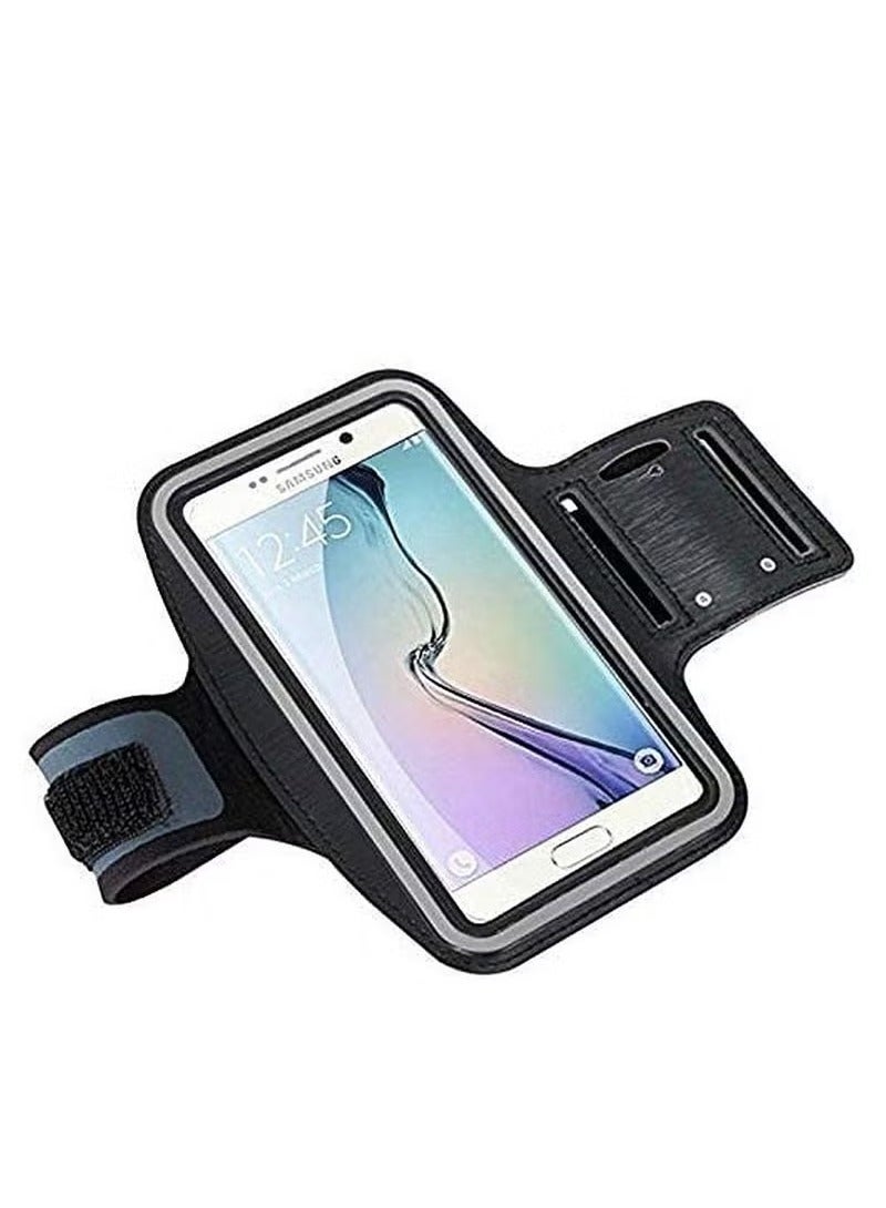 JAJEEK Sports Running Jogging Gym Armband Case Holder – Adjustable, Lightweight, and Breathable for Mobile Phones, Secure Fit for All Activities, Sweat-Resistant with Reflective Safety Strips, Touchscreen Compatible - Image 3