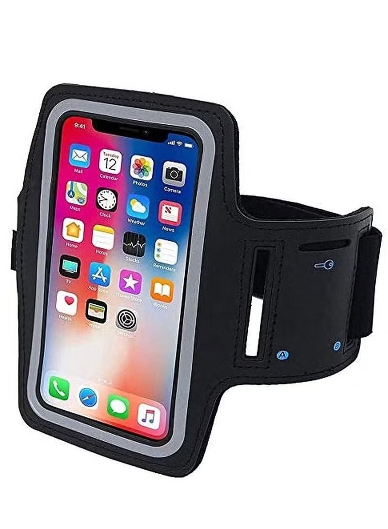JAJEEK Sports Running Jogging Gym Armband Case Holder – Adjustable, Lightweight, and Breathable for Mobile Phones, Secure Fit for All Activities, Sweat-Resistant with Reflective Safety Strips, Touchscreen Compatible - Image 1