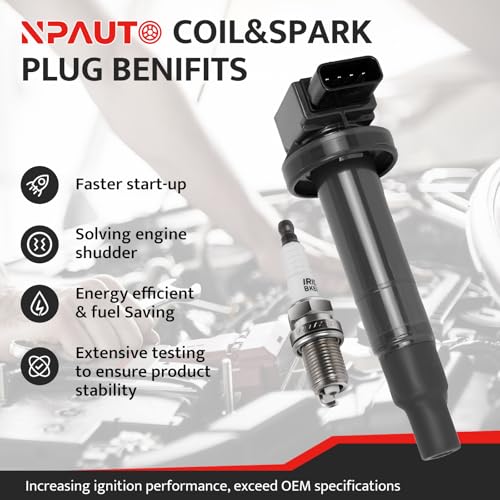 NPAUTO Ignition Coil Pack Spark Plugs fit for 1.5 L4 Scion xB xA, Toyota Echo, Prius C Yaris 2001 2002 2003 2004 2005 2006 2007 2008 2009 2010 2011 2012 2013 2014 2015 2016 2017 2018 2019, UF316, Set of 4 - Image 2