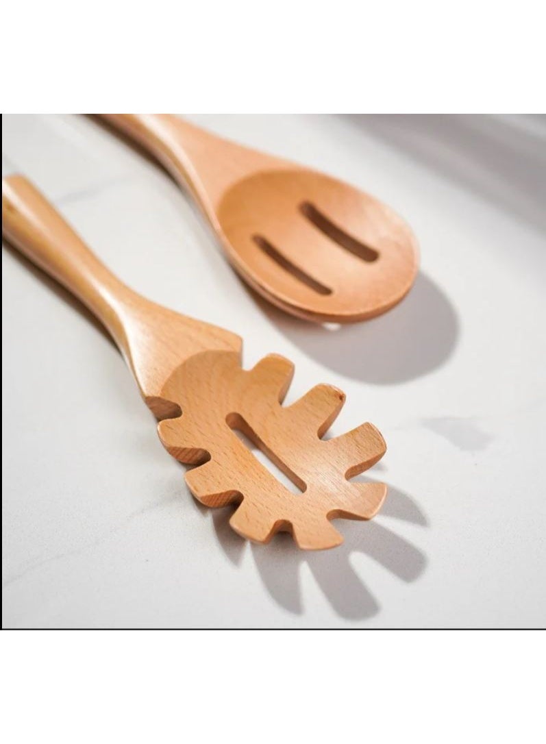 مجموعة أدوات طبخ سيليكون 5 قطع بمقابض خشبية أنيقة مع حامل – عملية، متينة، وآمنة للاستخدام اليومي مع جميع أنواع الأواني. - Image 2