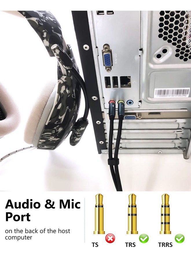 MillSO Headset Splitter Ctia 3.5Mm 2 Male To 1 Female Headset Adapter For Gaming Headset To Pc Headphone Splitter With Separate Microphone And Headphone Jack 30Cm 12Inch - Image 5