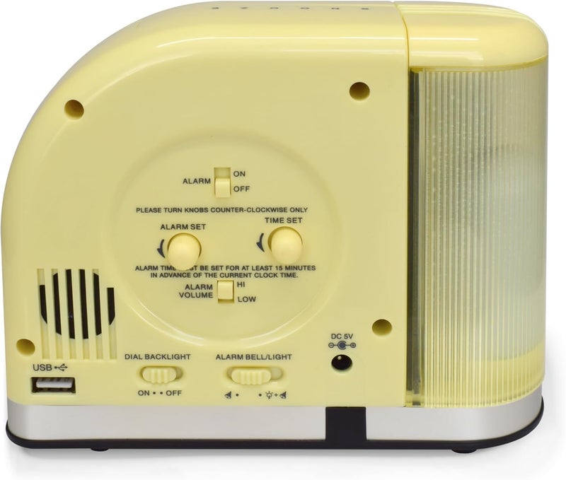 Westclox Big Ben Moon Beam Quartz Analog Alarm Clock Yellow with USB 44000Y - Image 2