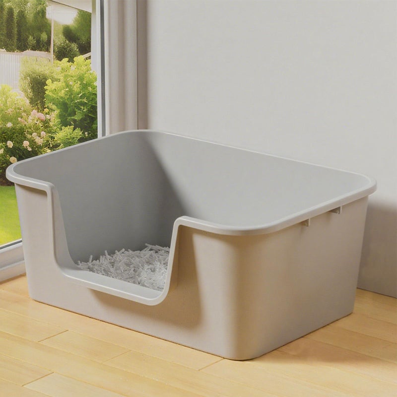 LoopTime Large Cat Litter Box with High Sides for Indoor Cats,XL Low Entry Open Top Cat Litter Pan for Kittens,Big or Senior Cats,High Wall Easy Cleaning Anti-Splashing Multi-cat Litter Tray (Grey) - Image 1