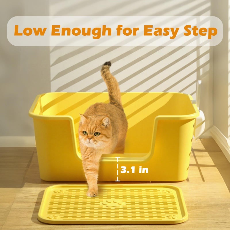 LoopTime Large Cat Litter Box with High Sides for Indoor Cats,XL Low Entry Open Top Cat Litter Pan for Kittens,Big or Senior Cats,High Wall Easy Cleaning Anti-Splashing Multi-cat Litter Tray (Grey) - Image 2