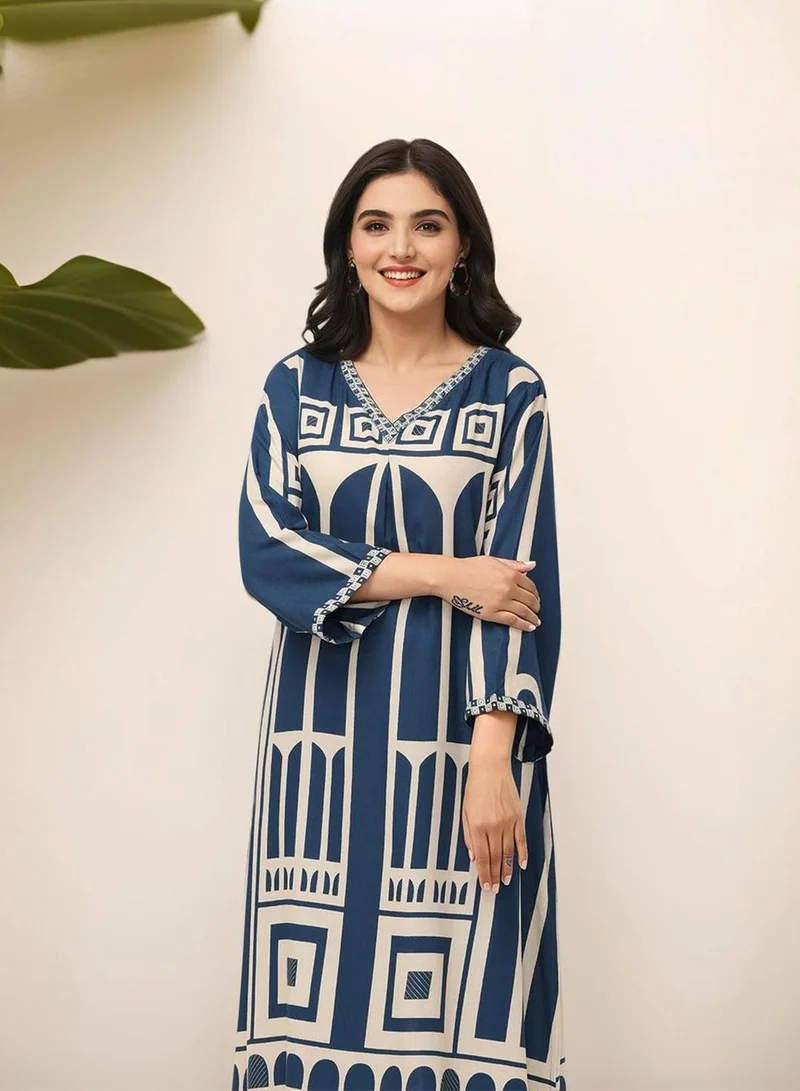 ISHIN Women Blue Cotton Co-ords