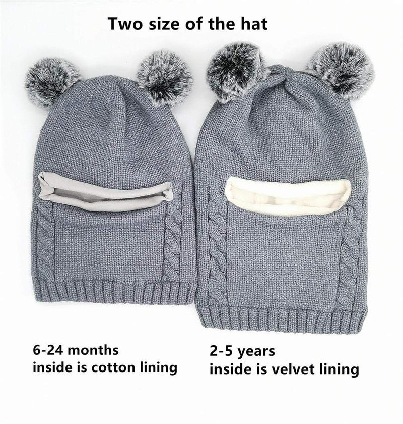 GZMM Baby Girls Boys Winter Hat Scarf Earflap Hood Scarves Skull Caps Grey - Image 3