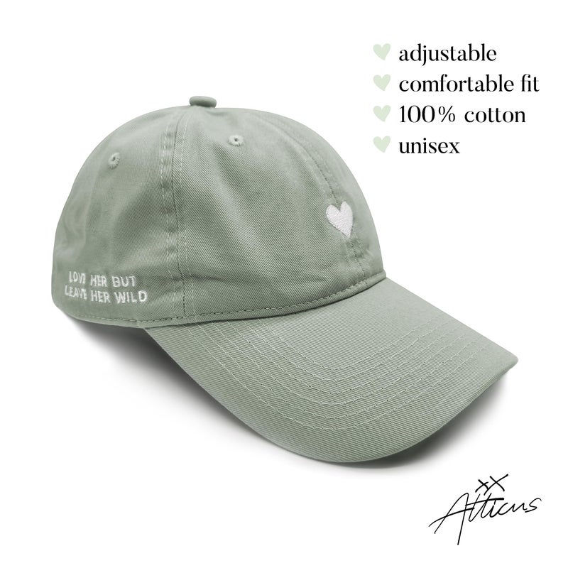 ATTICUS Poetry Dad Hat, Love Her But Leave Her Wild - Trendy Summer Girl Cotton Baseball Cap for Women with Custom Buckle, Adjustable One Size (Mint, Heart) - Image 5