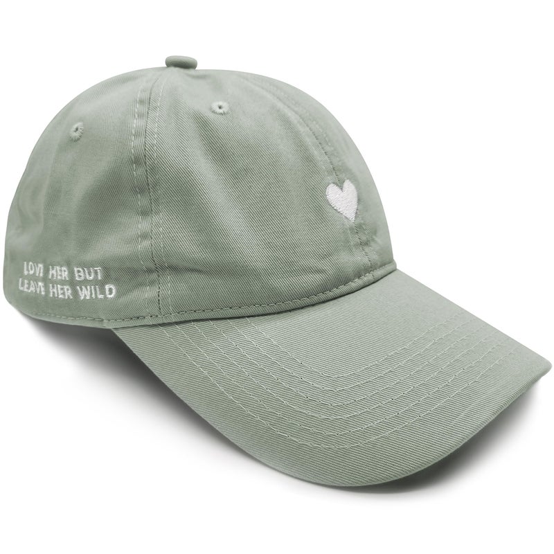 ATTICUS Poetry Dad Hat, Love Her But Leave Her Wild - Trendy Summer Girl Cotton Baseball Cap for Women with Custom Buckle, Adjustable One Size (Mint, Heart) - Image 1