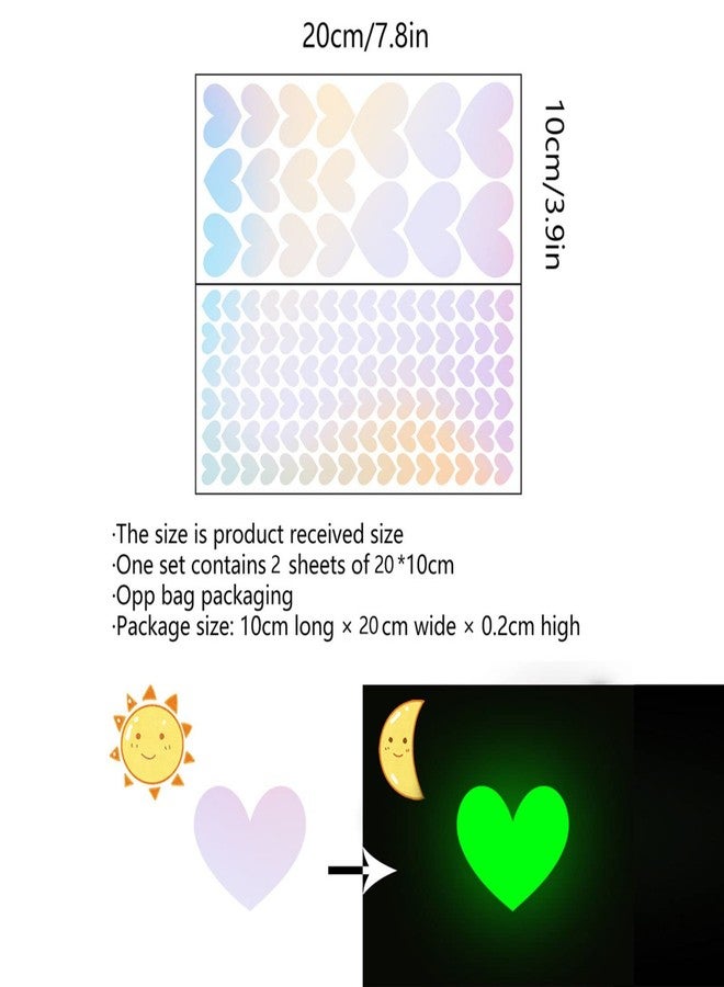 Saomour 114 Pieces Heart-Shaped Glow in The Dark Stickers Holographic Stickers for Teens Wall Decals Perfect for Bedroom Decor or Party Birthday Gift - Image 5
