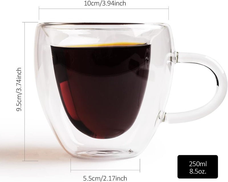 EASICOZI Heart Shaped Double Walled Insulated Glass Coffee Mugs or Aesthetic Tea Cups Double Wall Glass 8 oz Clear 2 - Image 2