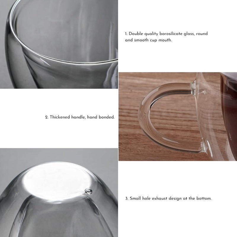 EASICOZI Heart Shaped Double Walled Insulated Glass Coffee Mugs or Aesthetic Tea Cups Double Wall Glass 8 oz Clear 2 - Image 3