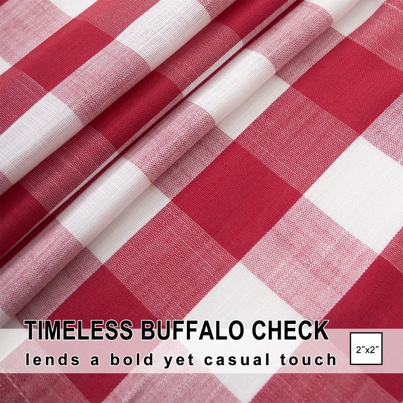 Treatmentex Buffalo Check Kitchen Valance Red and White Checkered Valance Window Curtain for Basement Living Room Bedroom 1pc 52"" x15"" - Image 4