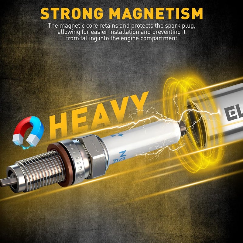 ELEAD 8-Piece 3/8" Drive Magnetic Swivel Spark Plug Socket Set, 5/8", 9/16", 14mm, 16mm, Include Ratchet Handle & Spark Plug Gapper, 6 & 12 Point CR-V Spark Plug Removal Tool - Image 4