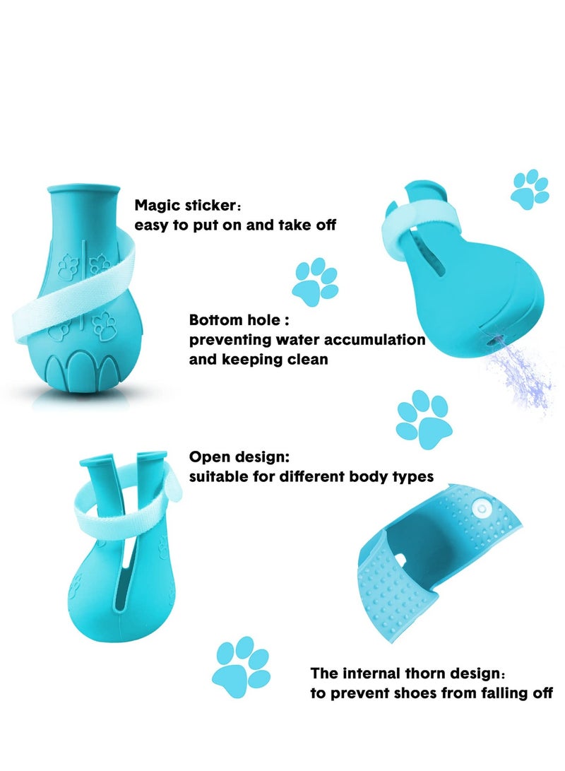 Cat Anti-Scratch Shoes 4 Pack Pet Supplies Cat Scratch Deterrent Booties Grooming Cat Accessories Silicone Nail Gloves Adjustable Cat Claw Cover for Bathing Shaving Checking Treatment - Image 3