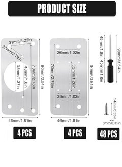 YIM-VIBEHAUS Thick Hinge Repair Plate Kit, 8pcs Cabinet Hinge Repair Plate Stainless Steel Door Hinge Repair Kit Hinge Fixing Plate Bracket kit with Mounting Screw, Protect Wooden Kitchen Cabinet Door, Furniture  - Image 2