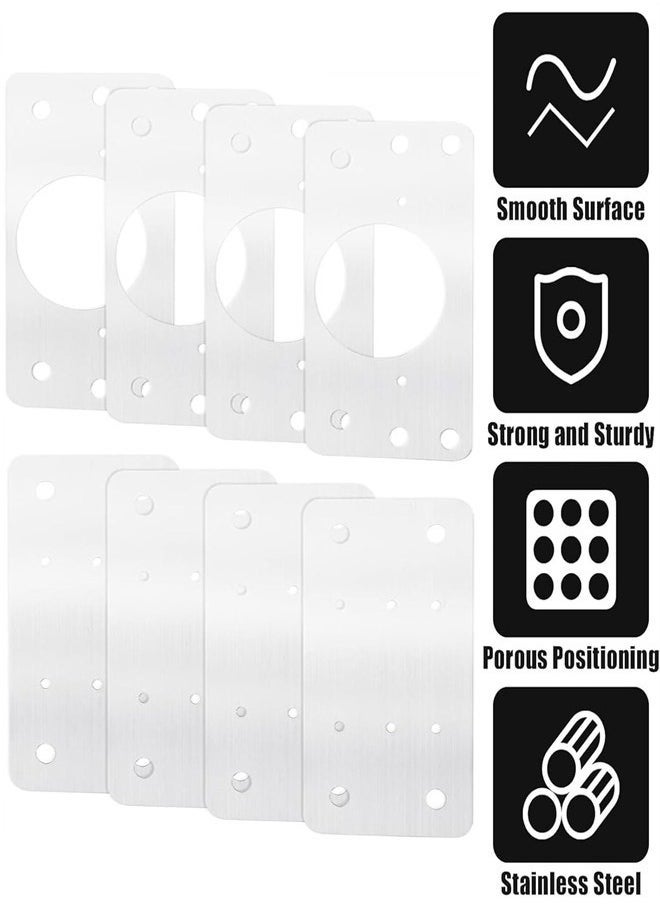 YIM-VIBEHAUS Thick Hinge Repair Plate Kit, 8pcs Cabinet Hinge Repair Plate Stainless Steel Door Hinge Repair Kit Hinge Fixing Plate Bracket kit with Mounting Screw, Protect Wooden Kitchen Cabinet Door, Furniture  - Image 3